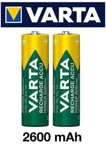2x Varta AA Mignon 2600 mAh 5716 Power Akkus f. ua. Gigaset Telefon etc. 2 Stück - Afbeelding 1 van 10