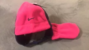 NWT NIKE Baby Girl 12/24 Months Fleece HAT & MITTENS Set Pink/Blue - Picture 1 of 1
