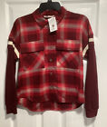 Flannel Shirt Womens Size XS Plaid Button Up Long Thermal Sleeve SO
