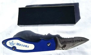 Masonic Folding Knife Masons "In Search Of More Light" ~ Stainless Steel Blade - Picture 1 of 3