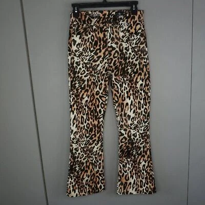 Pantalón para mujer AG The Quinne Crop tiro alto Kick-Flare audaz leopardo marfil polvo 26 Foto 1 de 4