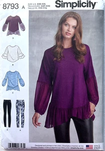Leggings in maglia e tuniche assortite Simplicity 8793 Misses taglie: XXS - XXL FUORI PRODUZIONE - Foto 1 di 2