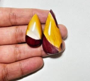 59ct 2pcs 100% NATURAL MOOKAITE PEAR CABOCHON LOOSE GEMSTONE A3 - Picture 1 of 3