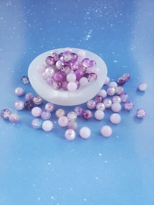 100pc Purple Crackle Glass Beads for Jewelry Making and Crafts - Image 1 of 3