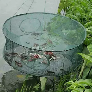 Automatic Fishing Net Trap Cage Round Shape Open For Crab Lobster Hot NEWN - Picture 1 of 10