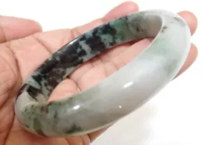 Cloud Green White 61 mm Burma Natural Jadeite Jade Bangle Bracelet - Picture 1 of 10