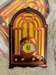 speichermacher altes timey Radio "Face Plate" Metall. goldplatte auf rückseite - Bild 1 von 6