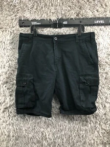 Free World Cargo Shorts Mens Size 38 Mid Rise Dark Wash Black - Picture 1 of 11