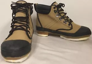 PRO LINE MEN'S W295D TAN KHAKI W BROWN TRIM NYLON WADING BOOTS W FELT OUTSOLE 8 - Picture 1 of 11