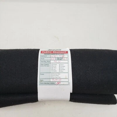 Black Wool Felt Fabric .75 Yards Remnant JoAnn Fabrics 2010 0040-7288 Material  - Image 1 of 2
