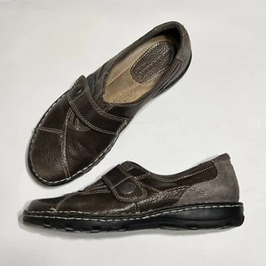 Earth Origins Evelyn Brown Leather Shoes Womens Size 7.5 M Hook Loop Adjustable - Picture 1 of 8