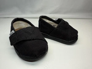 Toms Schuhe Kleinkind Größe T2 schwarz Alpargata Canvas Slipper Klettverschluss Freizeit - Bild 1 von 7