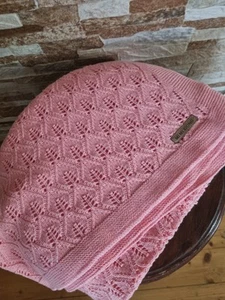 Baby- Strickdecke 80 x 100 cm Rosa NEU 100% Baumwolle - Bild 1 von 3