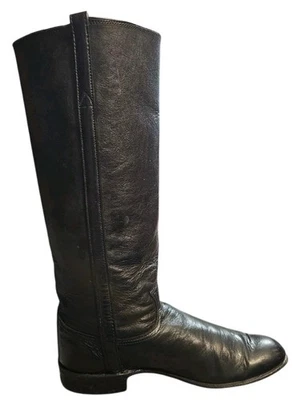 Винтажные женские ковбойские сапоги Justin из черной кожи без застежек 8A L3098 вестерн  - Изображение 1 из 4