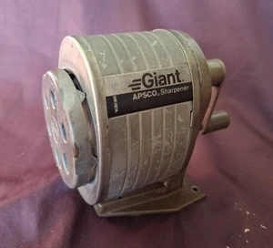 Vintage Giant APSCO Pencil Sharpener Desk Wall Mount 6 Hole Hand Crank - Picture 1 of 10