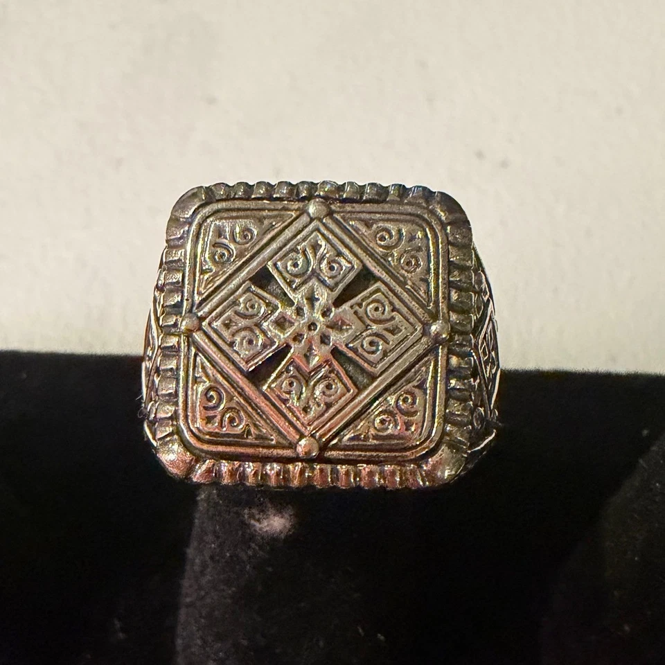 Anel masculino quadrado de prata esterlina 925 Konstantino maltês, tamanho 11 - Imagem 1 de 4