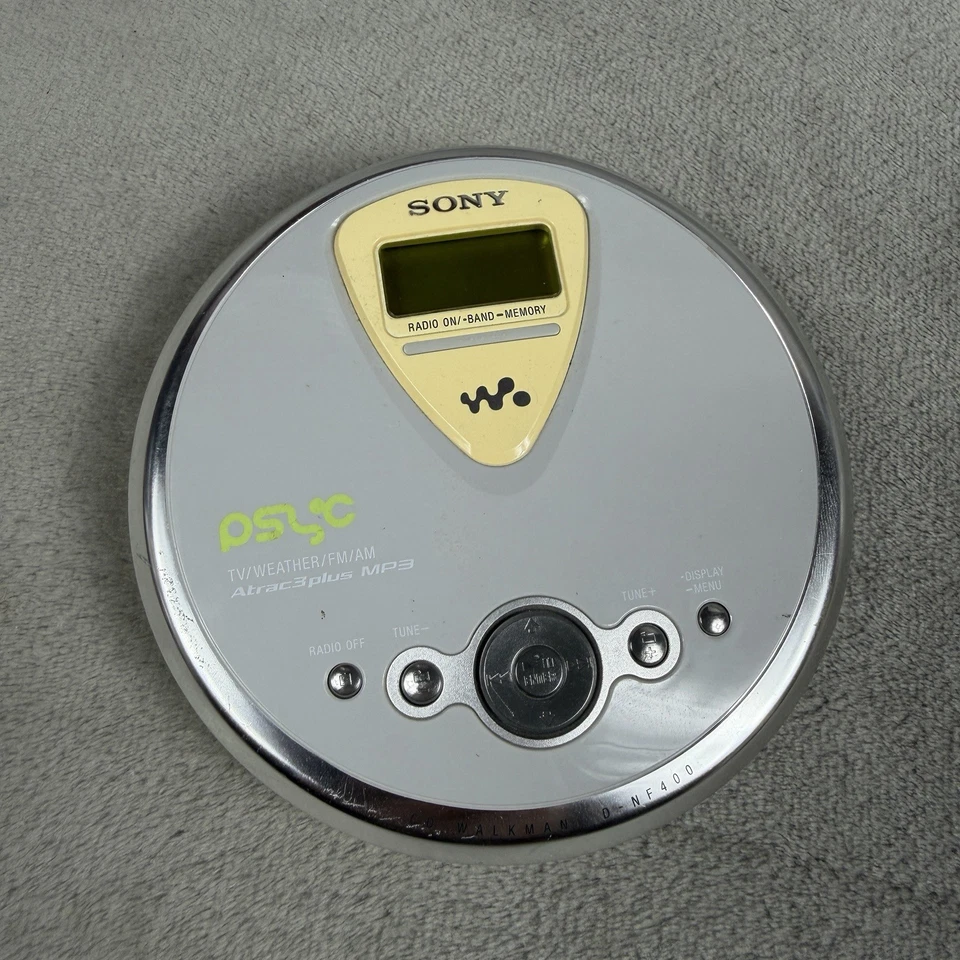 Sony Psyc CD Walkman D-NF400 Portátil ATRAC3 MP3 FM AM Weather Discman PROBADO Foto 1 de 4