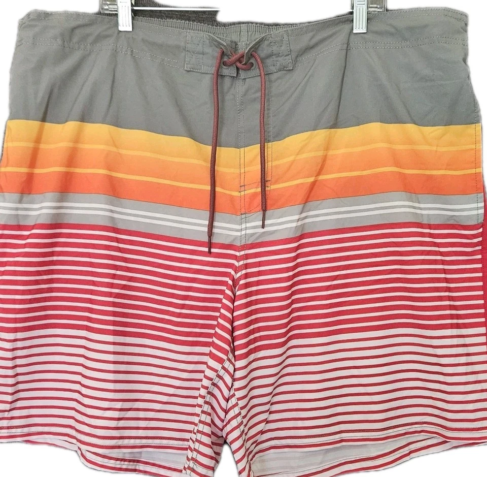 George  Mens Swim Trunks 2XL Bathing Suit Board Shorts Swimsuit Tropical Stripe - Image 1 of 4