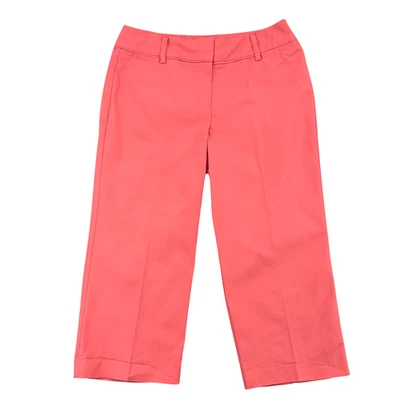 Larry Levine Coral Color Cotton Blend Belt Loop Capri Pants Womens Size 12 - Image 1 of 4