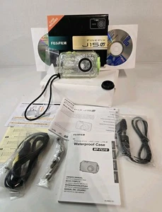 Fujifilm finepix j15 Box, Waterproof Case, Manuals, Disc, Cables, NO Camera - Foto 1 di 10