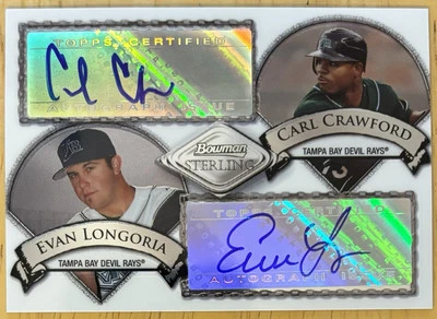 2007 Bowman Sterling Evan Longoria Carl Crawford Dual Autograph Auto TBRays /275 - Image 1 of 2
