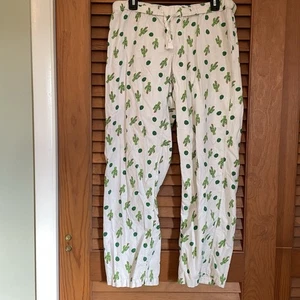 J. Crew Pigiama Pantalone Uomo Taglia Media Cactus Flanella Morbido Bianco Verde - Foto 1 di 8