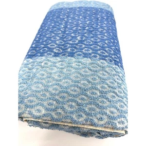 Vintage 70s Czech Republic Blue Sculpted Bath Towel 55"x40" - Picture 1 of 4