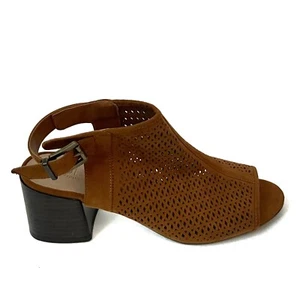 LOFT Brown Laser Cut Textile Open Toe Heels with Ankle Strap Size 10 - Picture 1 of 6