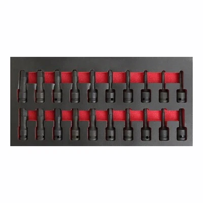 20 PCS 1/2" Drive Impact Hex Driver Set SAE/Metric Size Cr-Mo Steel Socket - Image 1 of 4