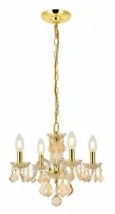 Crystal Pendant Golden Teak Light Fixture Chandelier Bedroom Bathroom Lighting - Picture 1 of 8