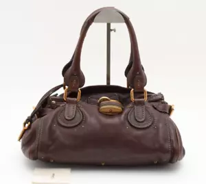 Chloe Paddington Hand Bag Purse Shoulder Bordeaux Burgundy Leather Gold Auth - Picture 1 of 24