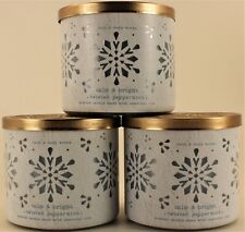 QTY 3 x Bath & Body Works TWISTED PEPPERMINT 3 Wick 14.5 Oz Scented Candle