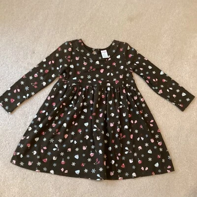 GYMBOREE ПЛАТЬЕ, 6, ЗИМНЯЯ ТЕМА, ВАРЕЖКИ, СНЕЖИНКИ, ШЛЯПЫ, БОЛЬШЕ, НА КОРИЧНЕВЫЙ - Изображение 1 из 3