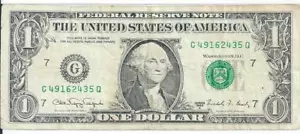 $1 1988A Web Note Scarce Block GQ 6.4 million Printed Fine 5/6 G49162435Q - Picture 1 of 3
