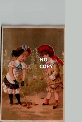 Chromo  A. JONIAUX Le Mans 72 - Scène enfantine : jeu de croquet - Photo 1/2