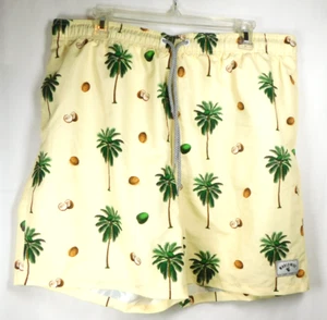 Pantaloncini da bagno uomo Shein gialli con stampa palma e cocco taglia 3X - Foto 1 di 3