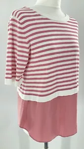 Cos Pink White Striped Button Back Cotton Silk Contrast Top Blouse Uk S Vgc #T4 - Picture 1 of 8