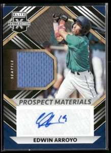 Edwin Arroyo 2022 Panini Elite Extra Edition Prospect Materials Auto Jersey
