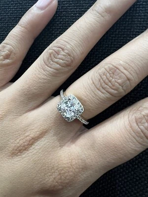 9ct Yellow Gold Engagement Ring With Square Halo UK Sizes J K L M N O P Q R S T - Image 1 of 4