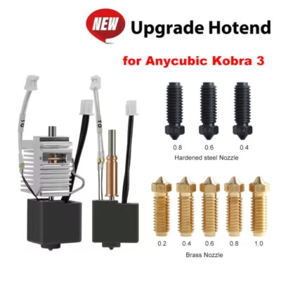 MARKENLOS Per Anycubic Kobra 3 Hotend Kit Ottone Acciaio Temprato Ugello Stampante 3D Accessorio