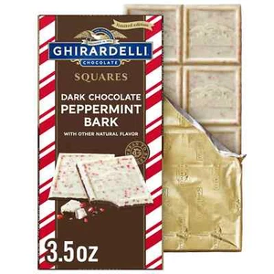 Ghirardelli - Dark Chocolate Peppermint Bark - Large Candy Bar 3.5 oz - Picture 1 of 3