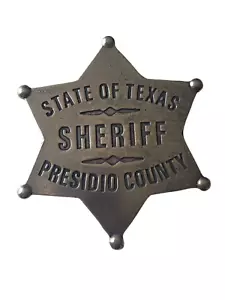 Replica John Wayne Rio Bravo Sheriff Presidio County Texas Badge Old West Badge - Picture 1 of 4