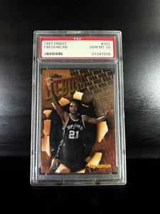 1997 Tim Duncan Topps Finest Debut PSA 10 GEM MT #101 **BESCHREIBUNG LESEN - Bild 1 von 2