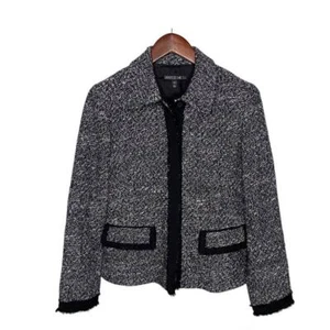 Damen Lafayette 148 New York Wollmischung Tweed Blazer Jacke Schwarz Weiß Größe 6 - Bild 1 von 8