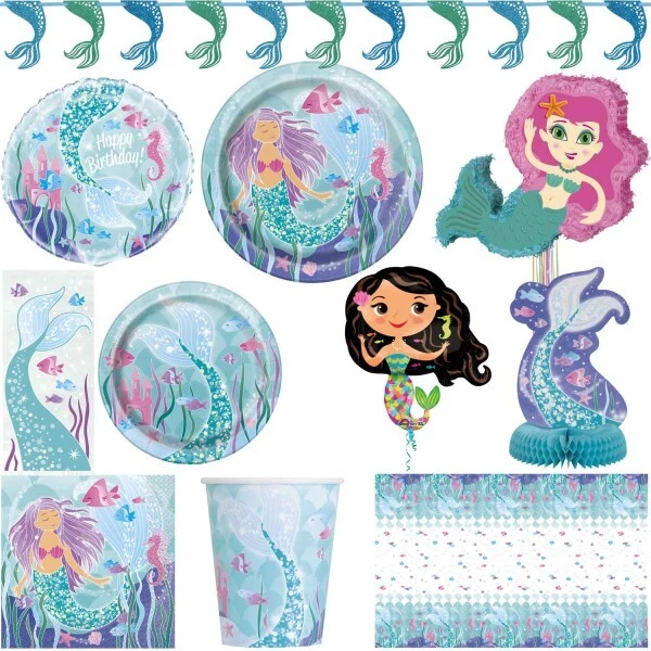 Sirena Festa di Compleanno Bambini Compleanno Set Festa a Tema Decorazione - Immagine 1 di 1