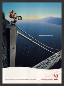 Adobe Software "Defy the Rules!" Grandma Bike Bridge 2000s Print Ad 2000 - Picture 1 of 1
