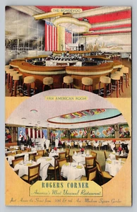 Postcard Rogers Corner Pan American Room The Rondevoo Interior VTG LIN Unused - Picture 1 of 4