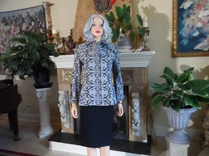 Christian Dior Black & White Print Skirt Suit Size 10 - Picture 1 of 24