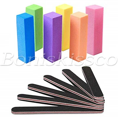 12 puntas para arte en uñas papel de lija bloque tampón pulido manicura lima esmalte esponja Foto 1 de 4