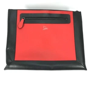 Christian Louboutin logo bag Clutch bag Leather Black/Red - Picture 1 of 15